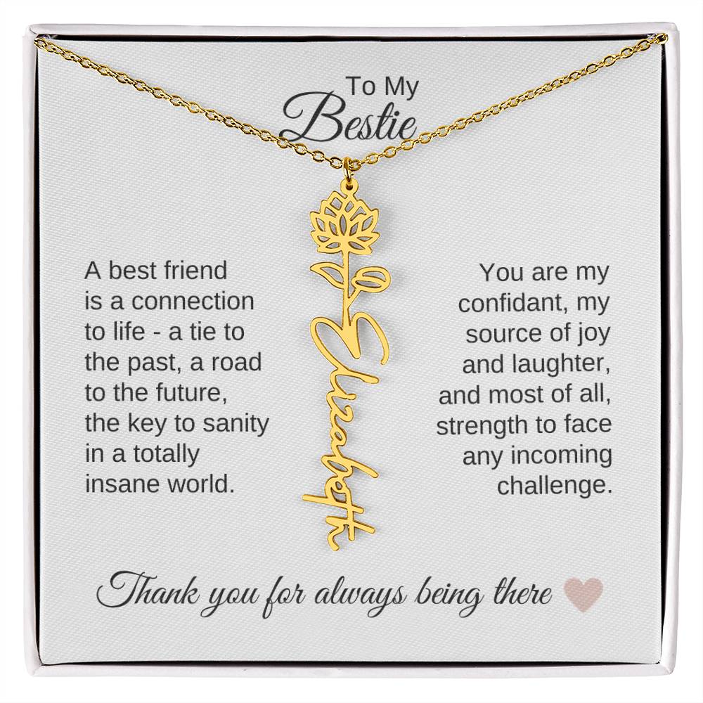 Best BFF Presents Friends are the Best Gifts Custom Name Birth Flower Necklace - MKT Custom Jewelry