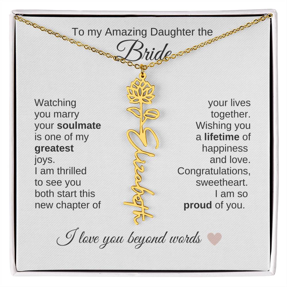 Daughter Wedding Gift Wedding Present for Daughter Birth Flower Custom Name - MKT Custom Jewelry