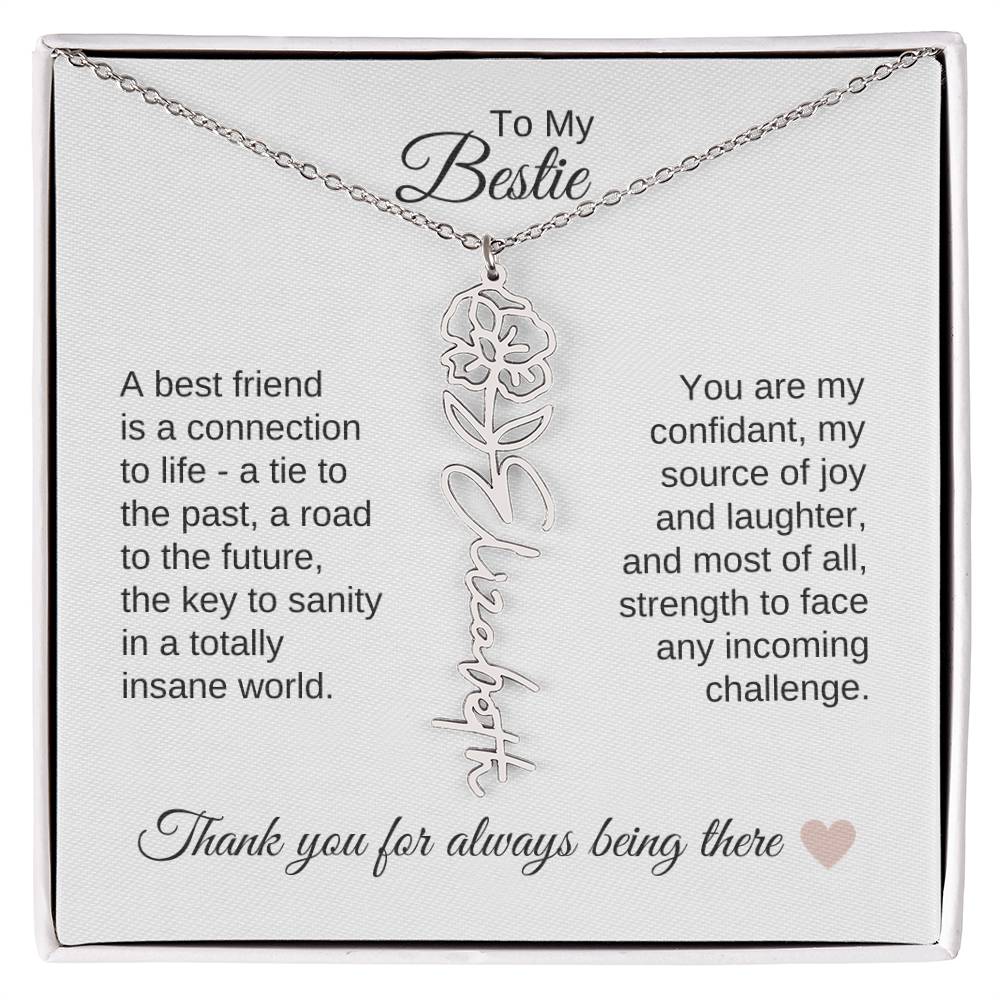 Best BFF Presents Friends are the Best Gifts Custom Name Birth Flower Necklace - MKT Custom Jewelry