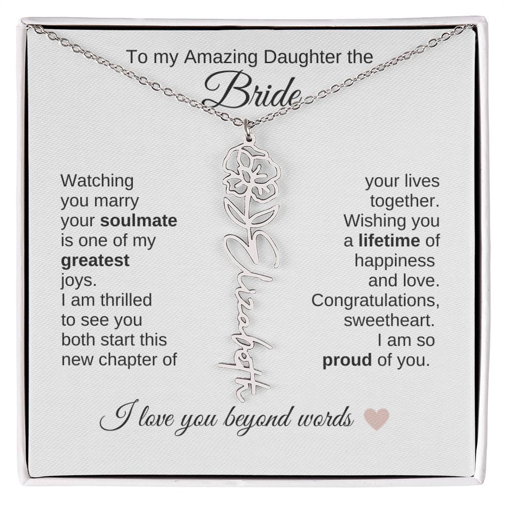 Daughter Wedding Gift Wedding Present for Daughter Birth Flower Custom Name - MKT Custom Jewelry
