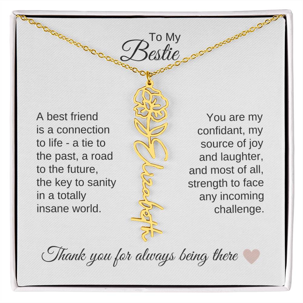 Best BFF Presents Friends are the Best Gifts Custom Name Birth Flower Necklace - MKT Custom Jewelry