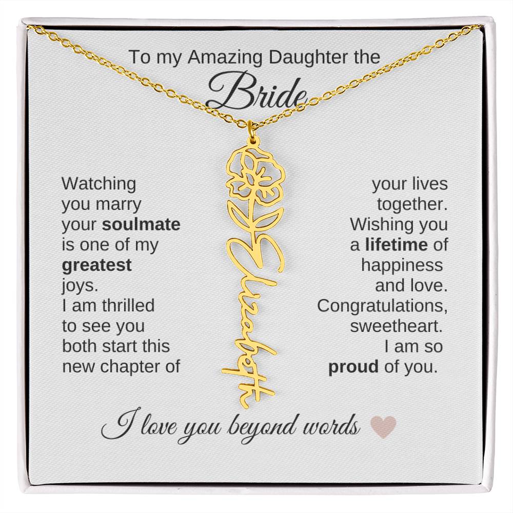 Daughter Wedding Gift Wedding Present for Daughter Birth Flower Custom Name - MKT Custom Jewelry