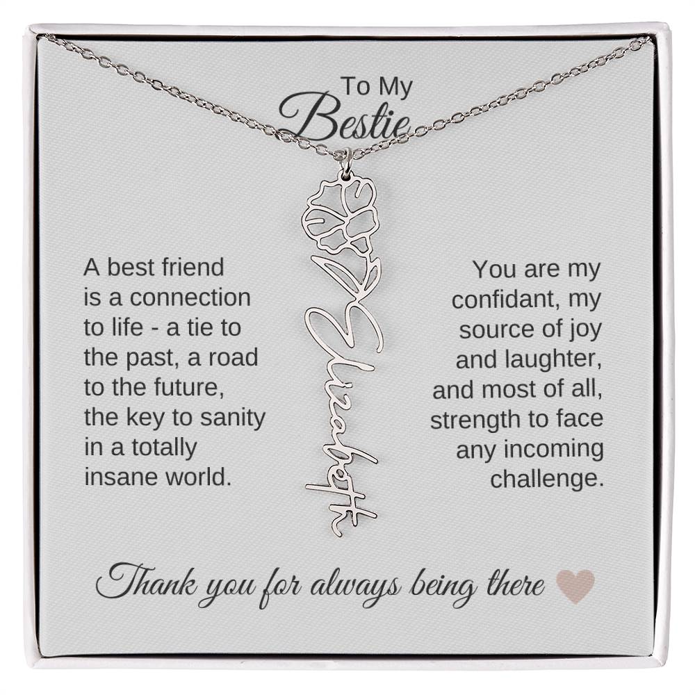 Best BFF Presents Friends are the Best Gifts Custom Name Birth Flower Necklace - MKT Custom Jewelry