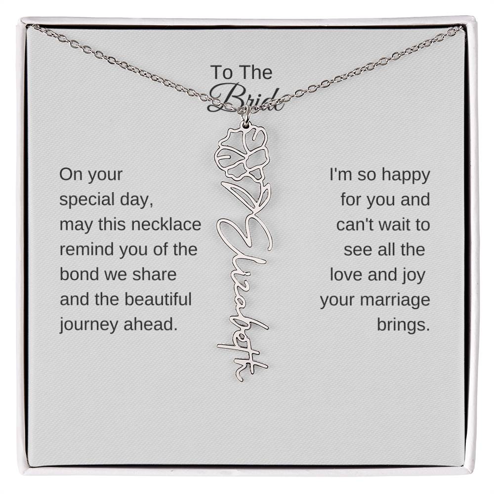 Gift for Best Friend Wedding, Flower Name Necklace, Gift on Wedding for Friend