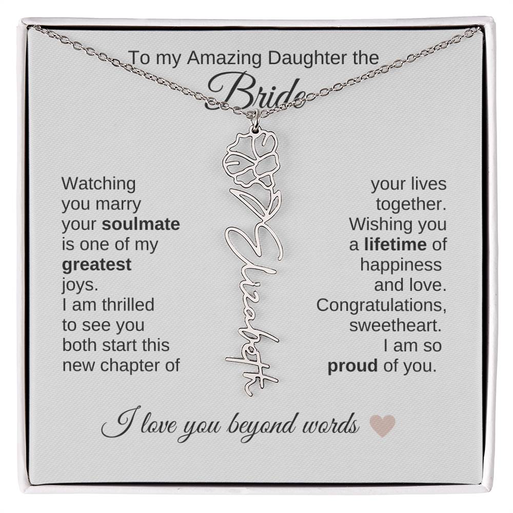 Daughter Wedding Gift Wedding Present for Daughter Birth Flower Custom Name - MKT Custom Jewelry
