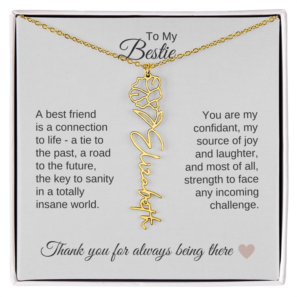 Best BFF Presents Friends are the Best Gifts Custom Name Birth Flower Necklace - MKT Custom Jewelry