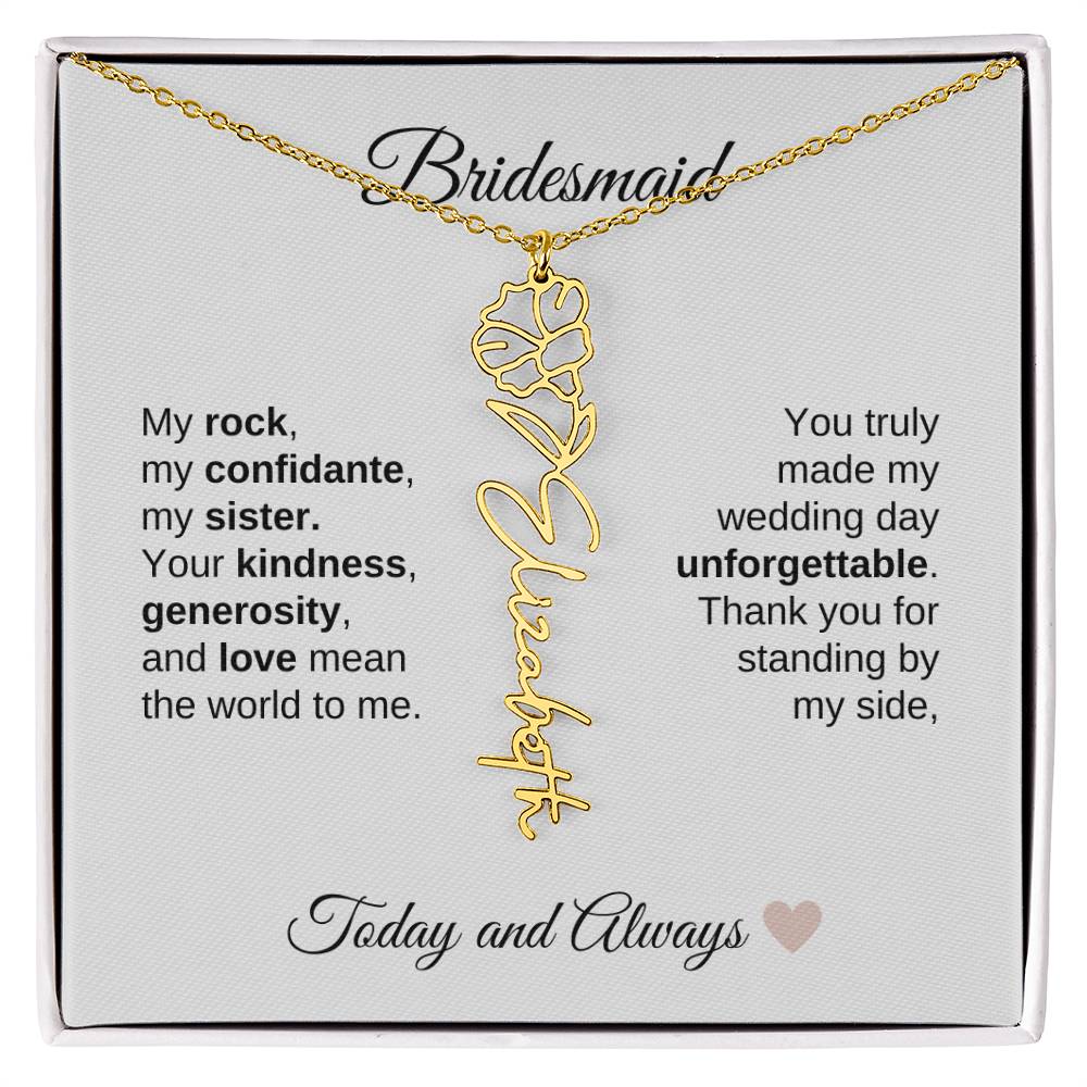 Bridesmaids Wedding Day Gifts Bridal Party Gifts Birth Flower Custom Name Necklace