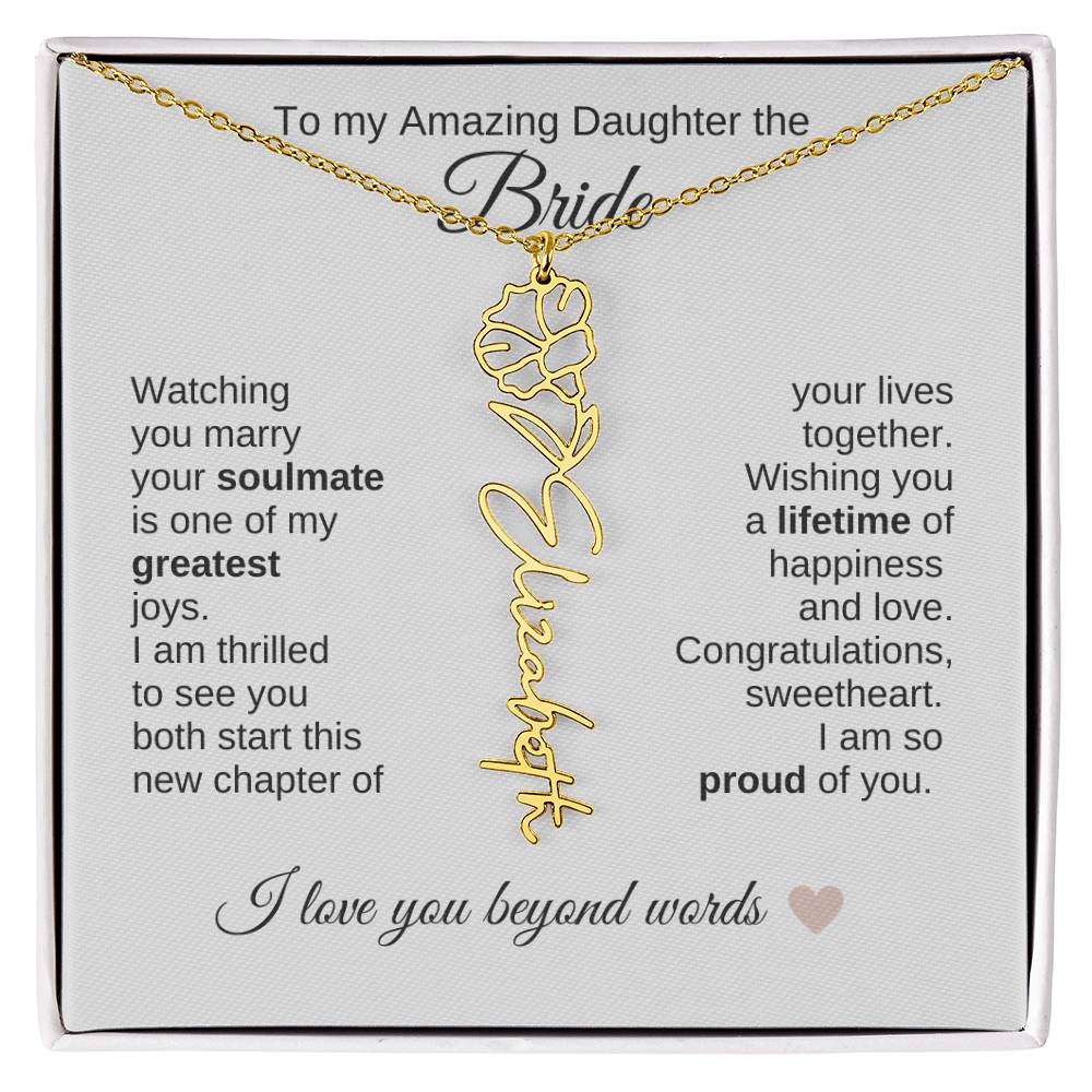 Daughter Wedding Gift Wedding Present for Daughter Birth Flower Custom Name - MKT Custom Jewelry