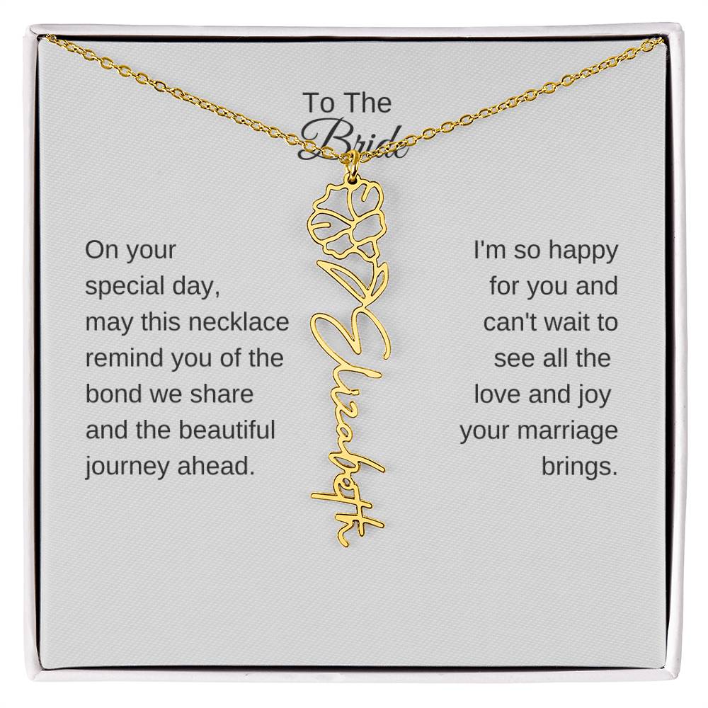 Gift for Best Friend Wedding, Flower Name Necklace, Gift on Wedding for Friend