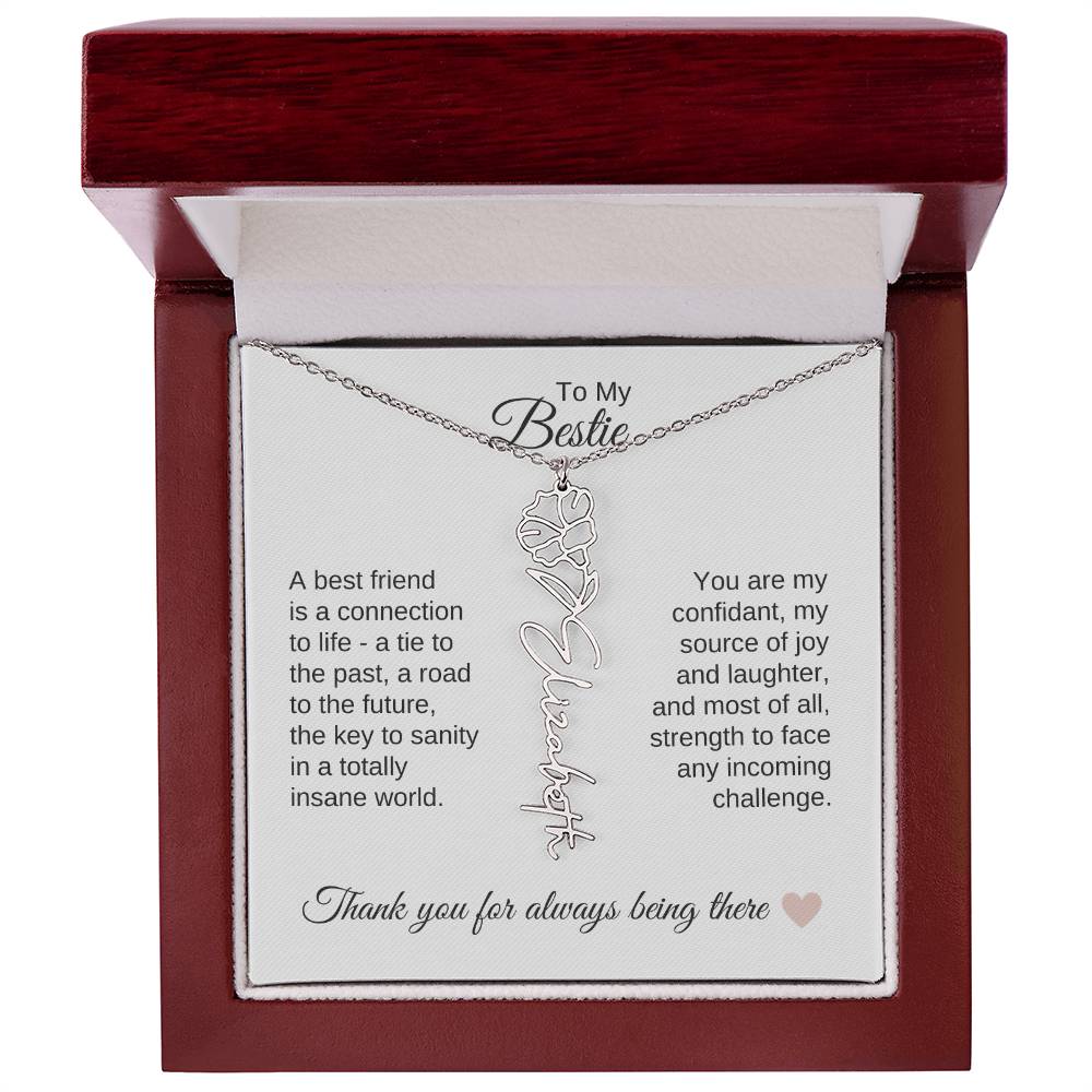 Best BFF Presents Friends are the Best Gifts Custom Name Birth Flower Necklace - MKT Custom Jewelry