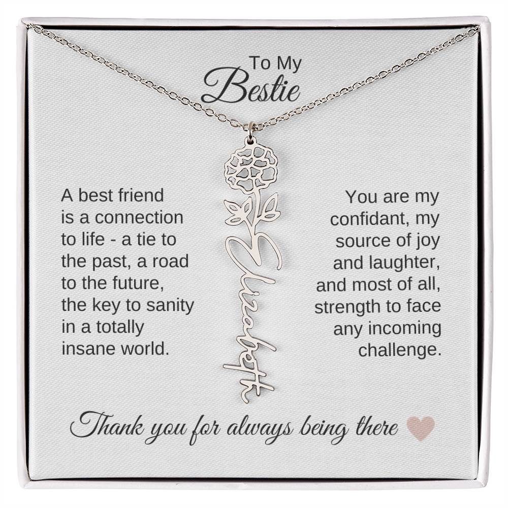 Best BFF Presents Friends are the Best Gifts Custom Name Birth Flower Necklace - MKT Custom Jewelry