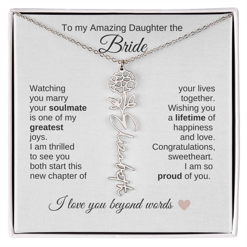 Daughter Wedding Gift Wedding Present for Daughter Birth Flower Custom Name - MKT Custom Jewelry