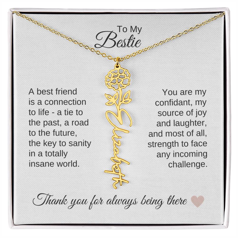 Best BFF Presents Friends are the Best Gifts Custom Name Birth Flower Necklace - MKT Custom Jewelry