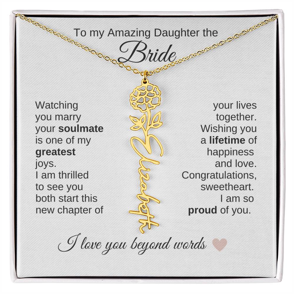 Daughter Wedding Gift Wedding Present for Daughter Birth Flower Custom Name - MKT Custom Jewelry