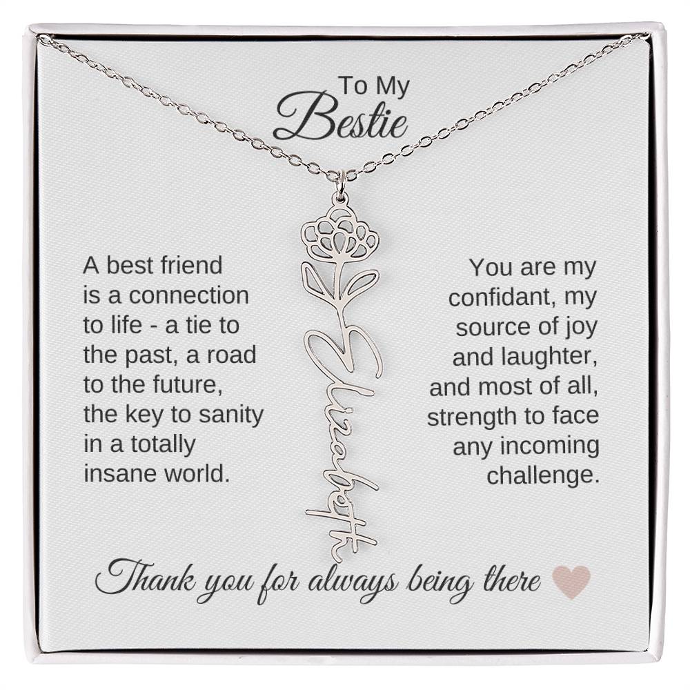 Best BFF Presents Friends are the Best Gifts Custom Name Birth Flower Necklace - MKT Custom Jewelry