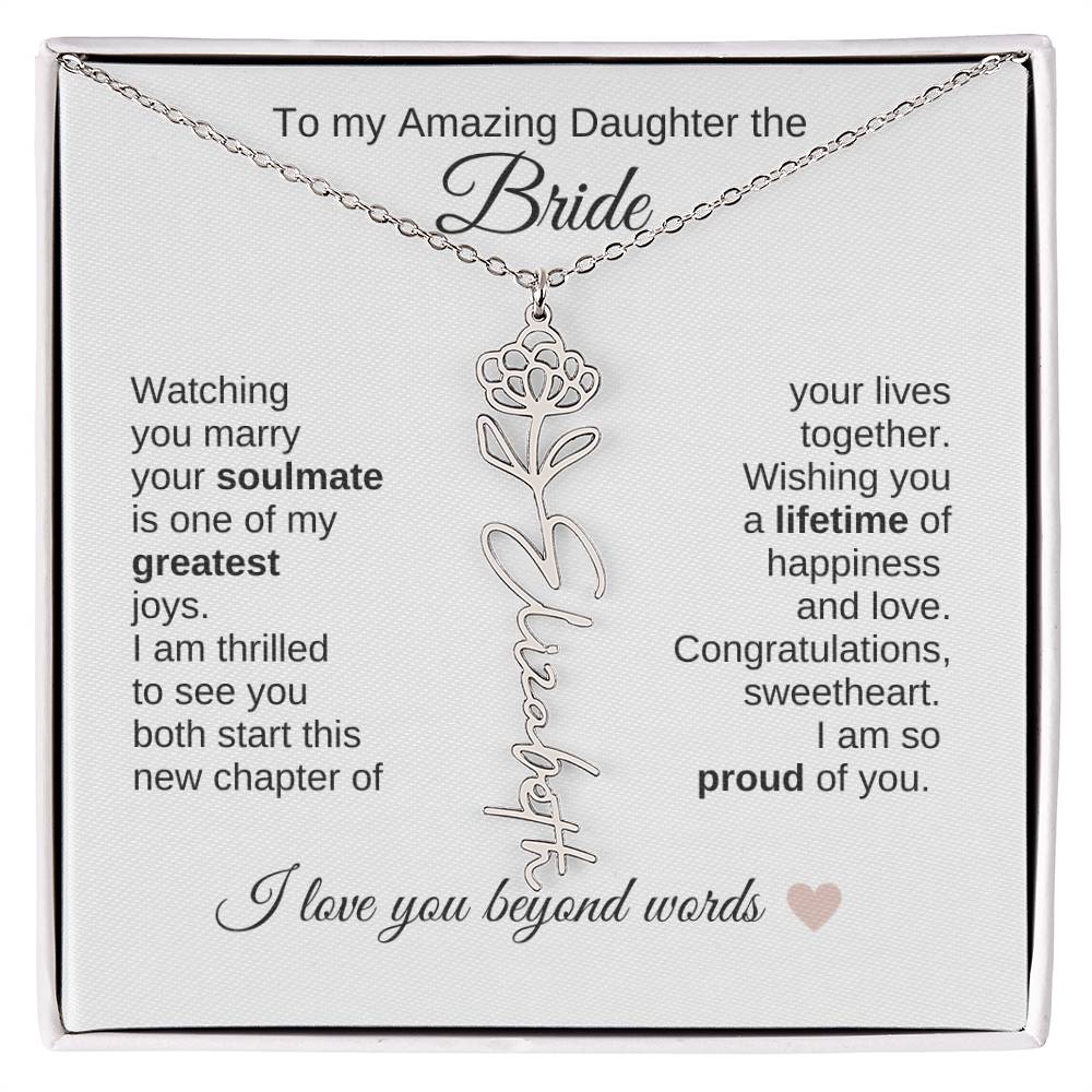 Daughter Wedding Gift Wedding Present for Daughter Birth Flower Custom Name - MKT Custom Jewelry