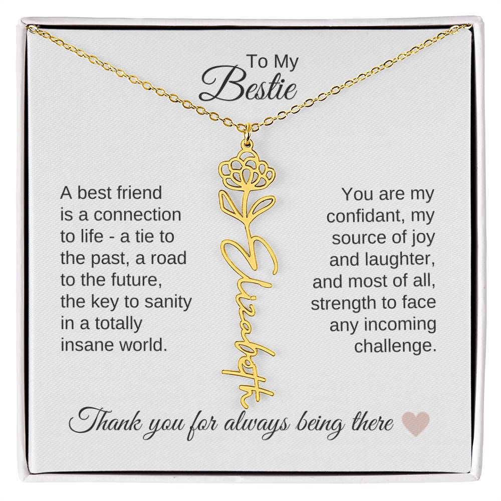 Best BFF Presents Friends are the Best Gifts Custom Name Birth Flower Necklace - MKT Custom Jewelry