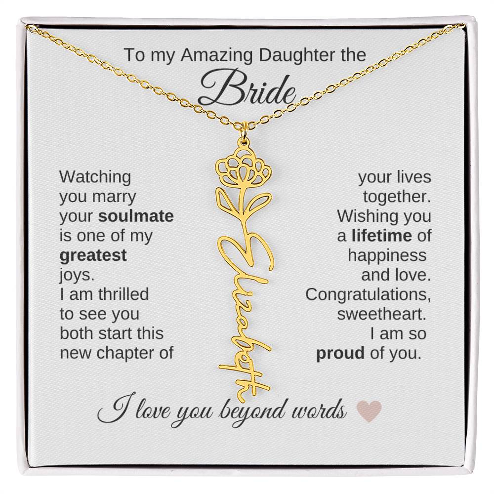 Daughter Wedding Gift Wedding Present for Daughter Birth Flower Custom Name - MKT Custom Jewelry