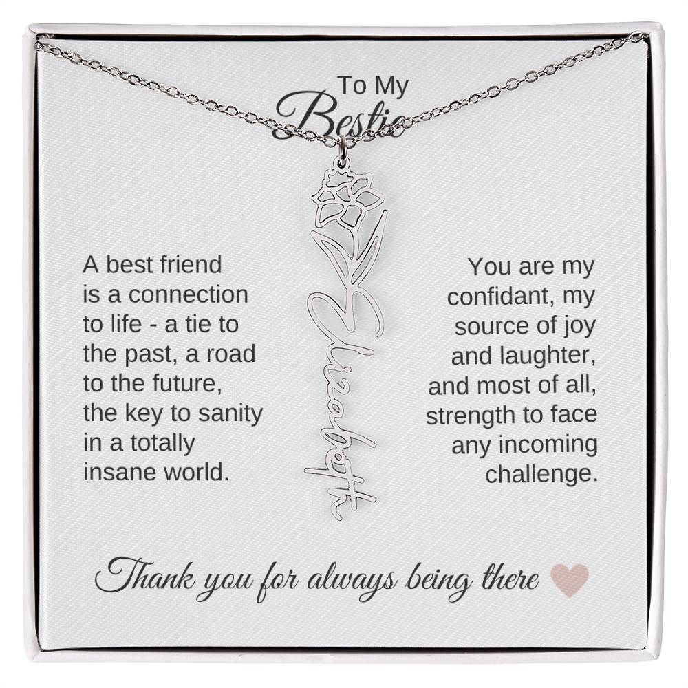 Best BFF Presents Friends are the Best Gifts Custom Name Birth Flower Necklace - MKT Custom Jewelry