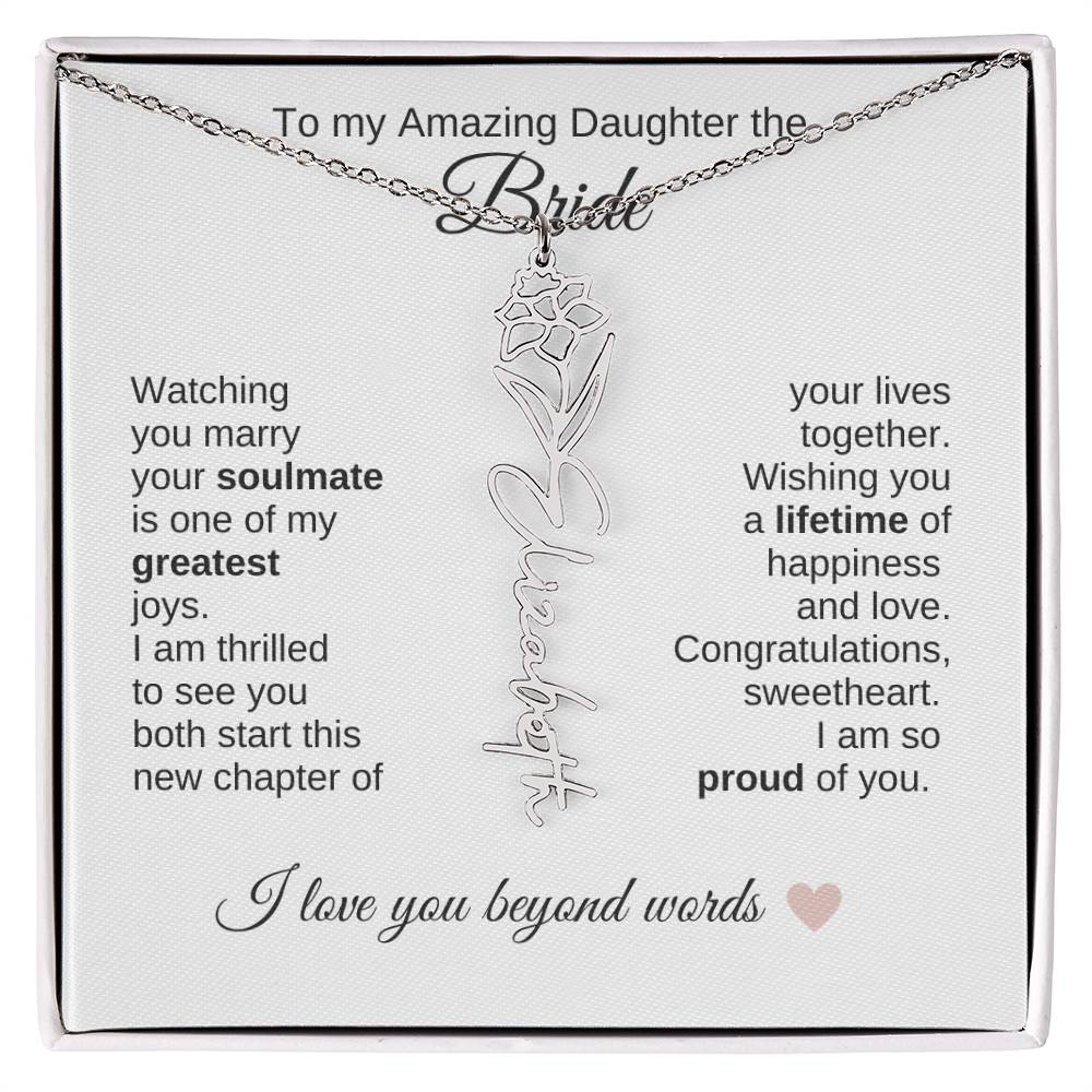 Daughter Wedding Gift Wedding Present for Daughter Birth Flower Custom Name - MKT Custom Jewelry
