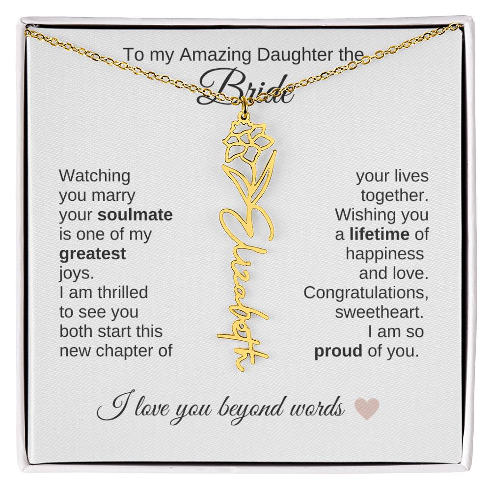 Daughter Wedding Gift Wedding Present for Daughter Birth Flower Custom Name - MKT Custom Jewelry