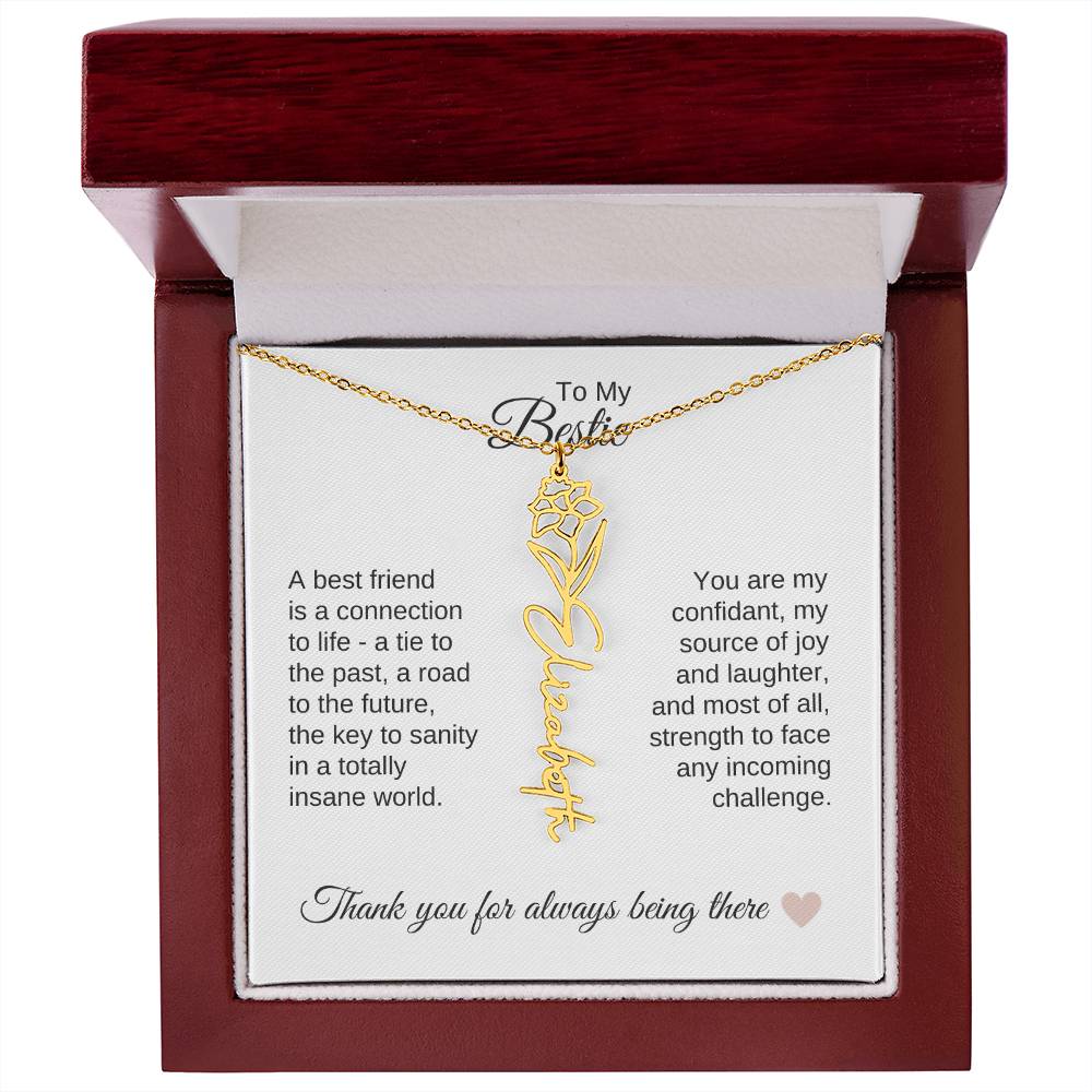 Best BFF Presents Friends are the Best Gifts Custom Name Birth Flower Necklace - MKT Custom Jewelry