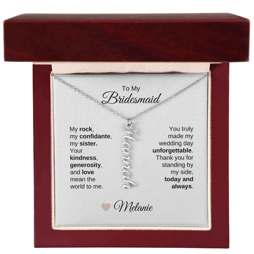 Bridesmaids Wedding Day Gifts Bridal Party Gifts Vertical Custom Names Necklace