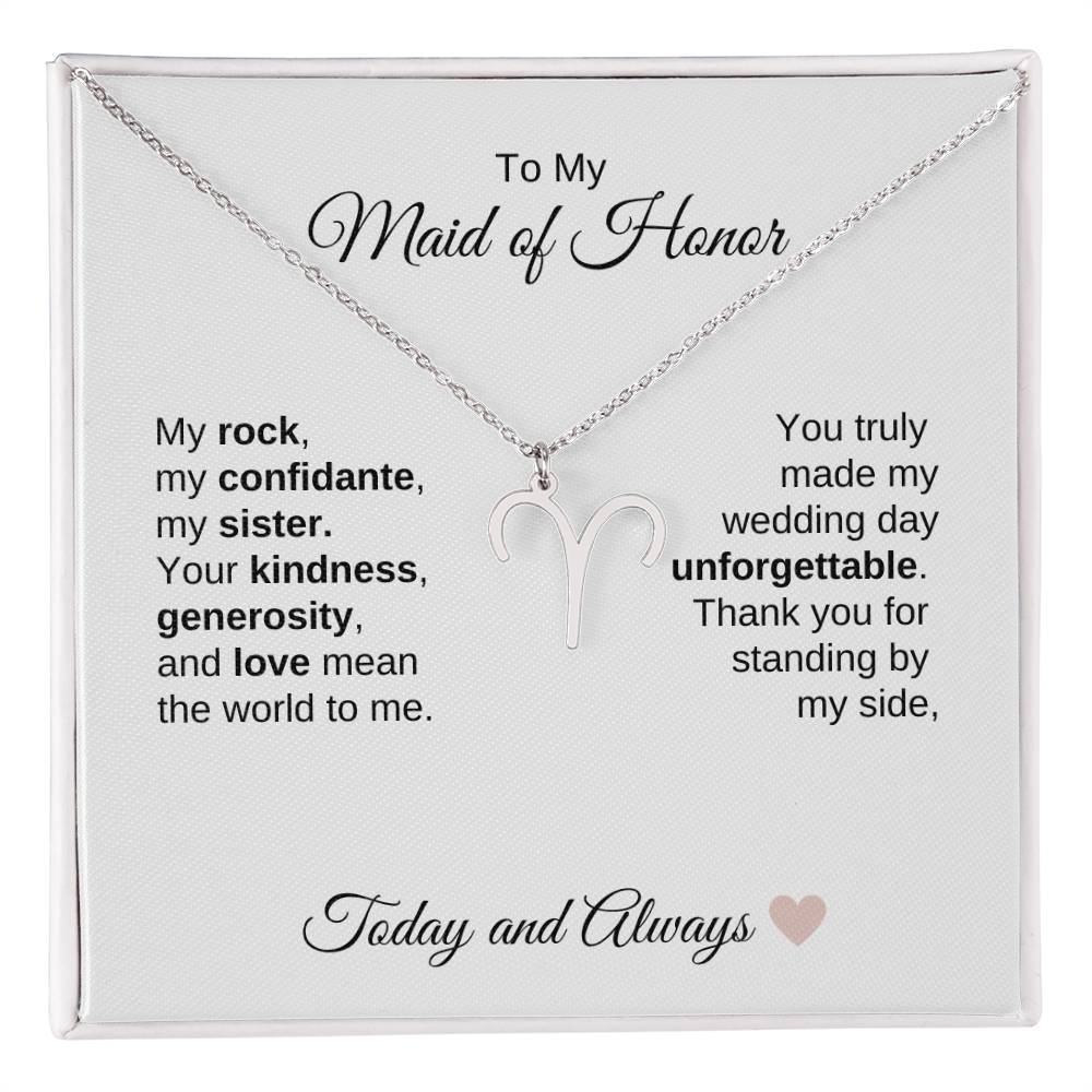 Maid of Honor Wedding Day Gifts Bridal Party Gifts Zodiac Necklace