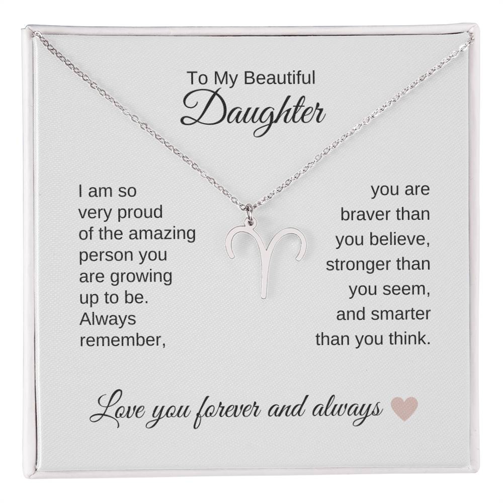 To My Beautiful Daughter Gift, Delicate Zodiac Necklace Gold or Stainless Steel, Gift for Daughter