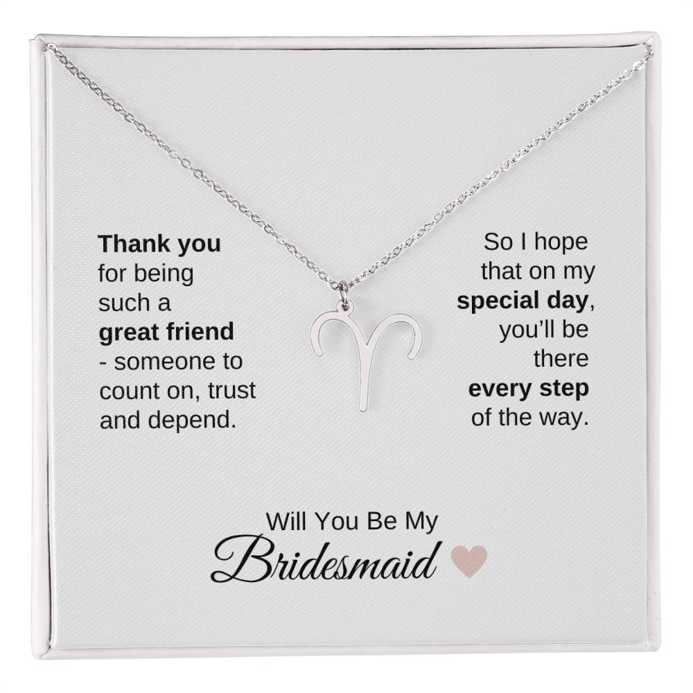 Will You Be My Bridesmaid Proposal Gift Zodiac Necklace
