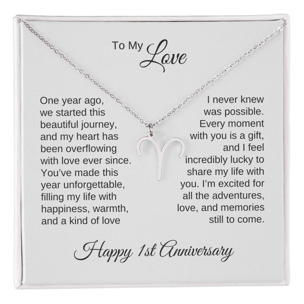 One Year Anniversary Gift for Her One Year Anniversary, Zodiac Sign Necklace