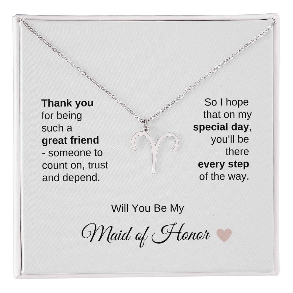 Will You Be My Maid of Honor Proposal Gift Zodiac Necklace