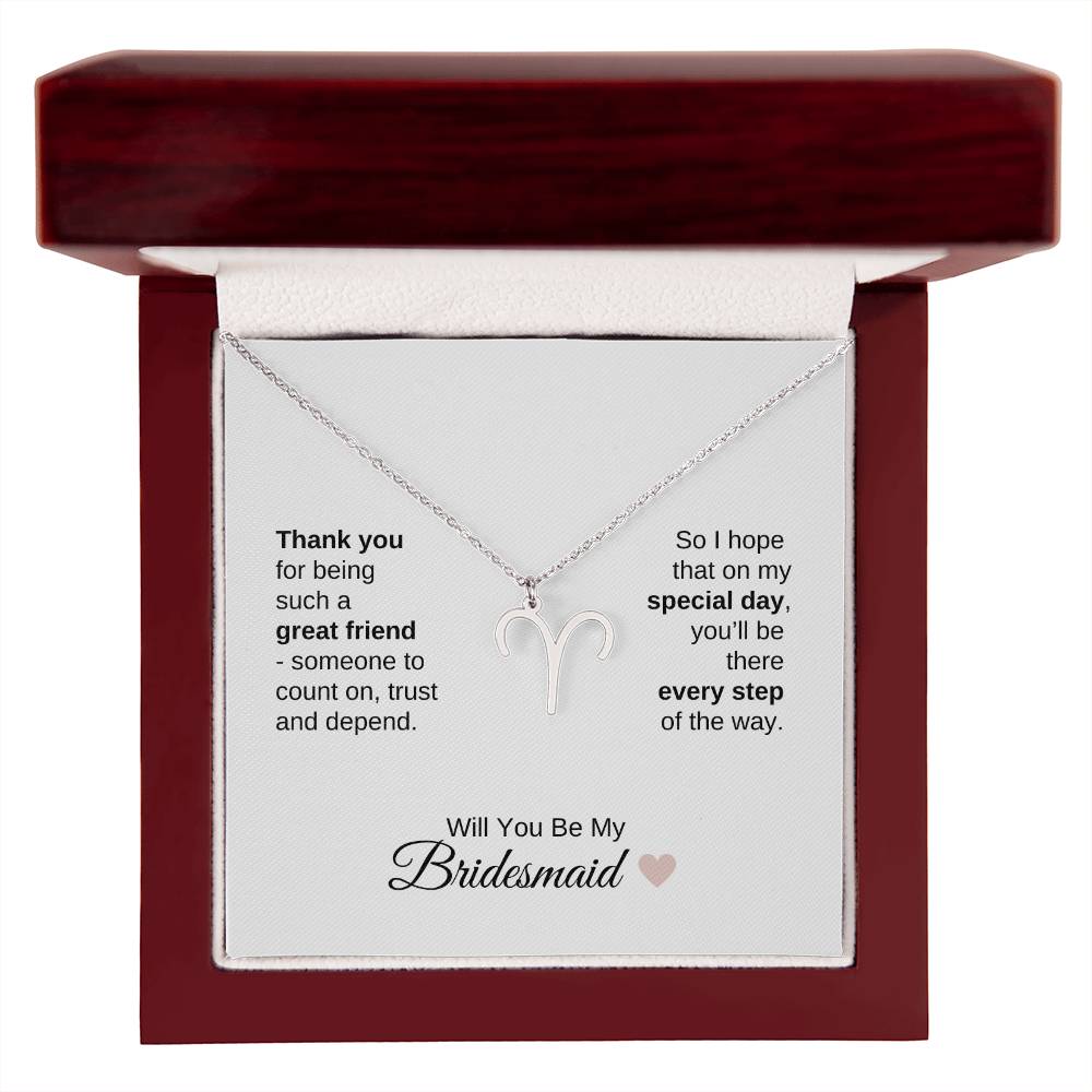 Will You Be My Bridesmaid Proposal Gift Zodiac Necklace