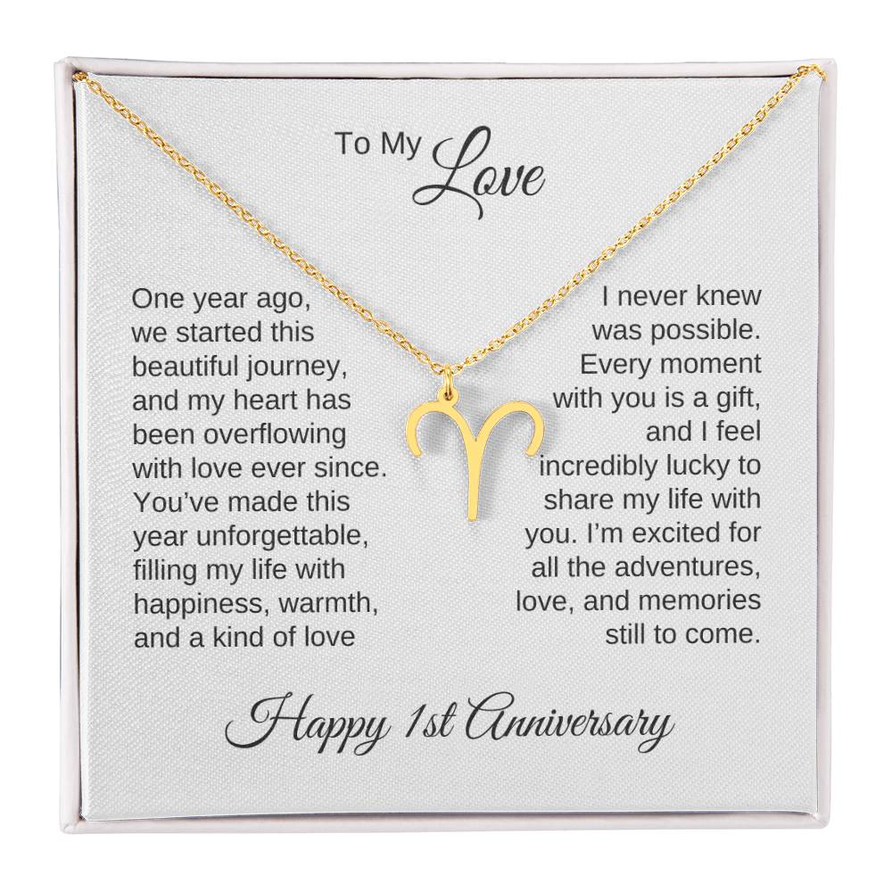 One Year Anniversary Gift for Her One Year Anniversary, Zodiac Sign Necklace