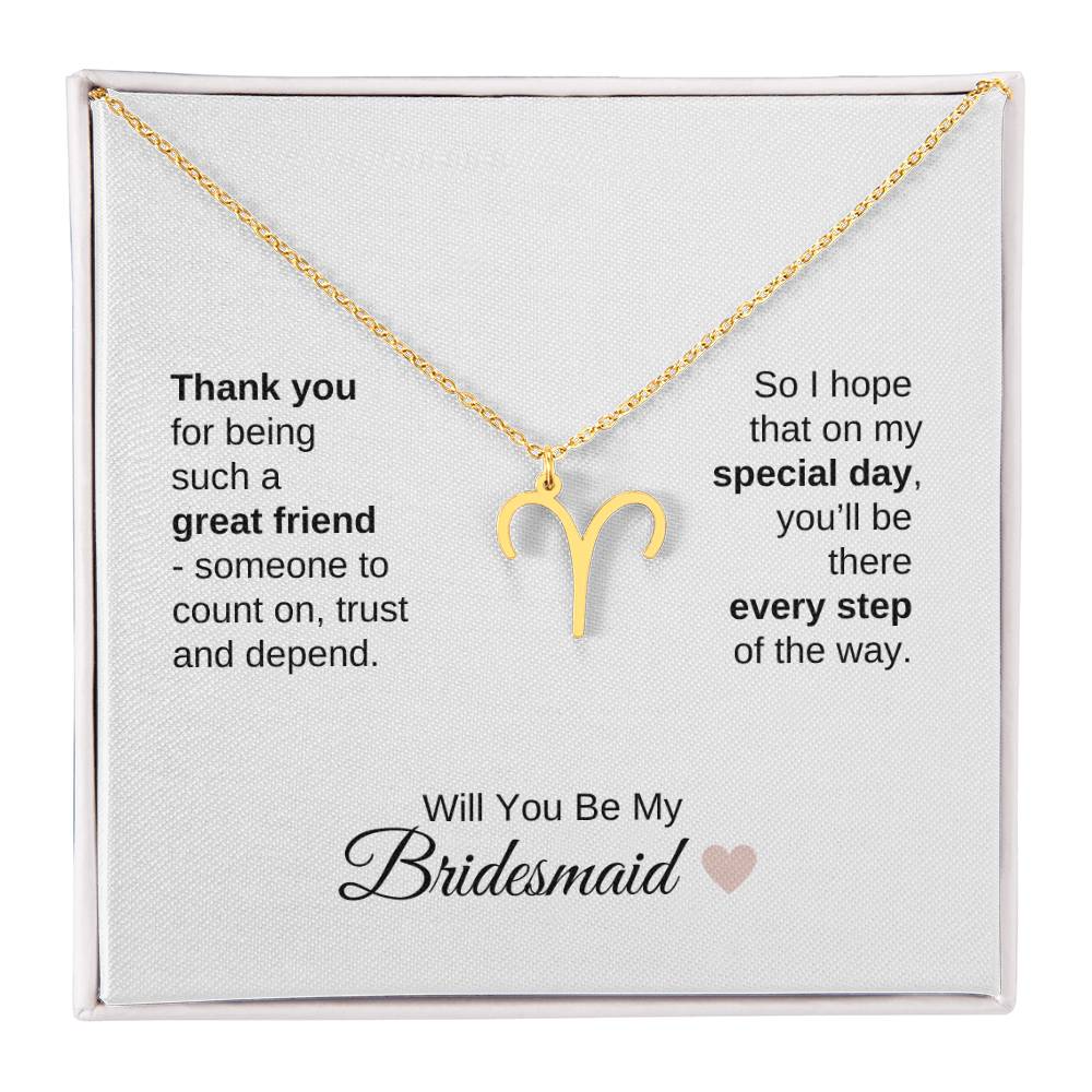Will You Be My Bridesmaid Proposal Gift Zodiac Necklace