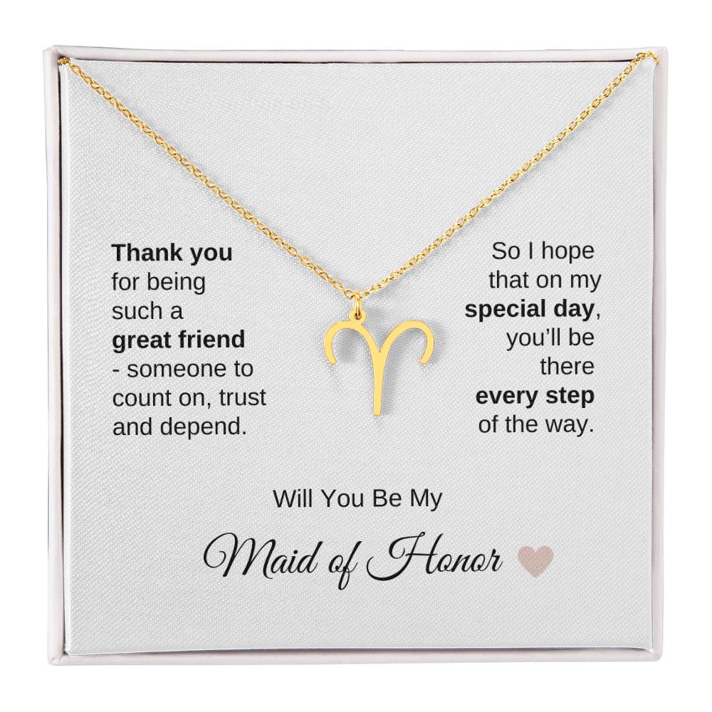 Will You Be My Maid of Honor Proposal Gift Zodiac Necklace