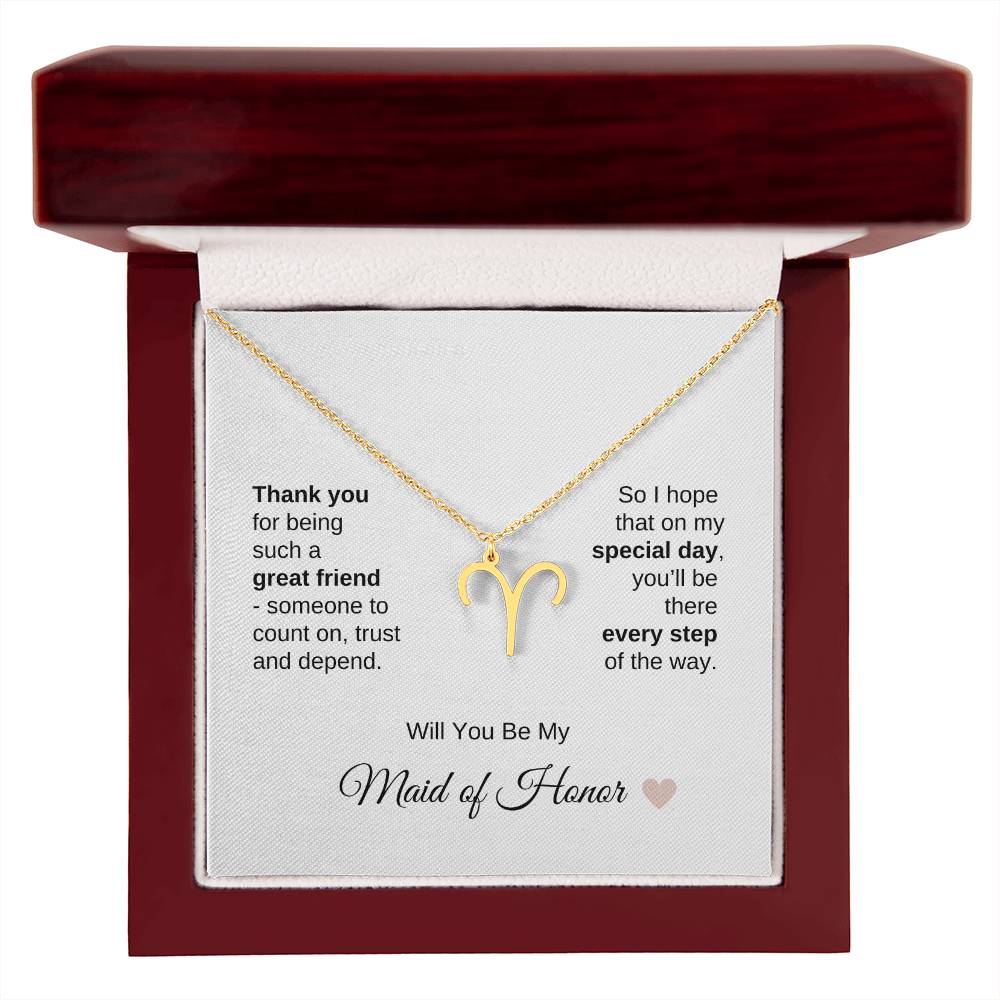 Will You Be My Maid of Honor Proposal Gift Zodiac Necklace