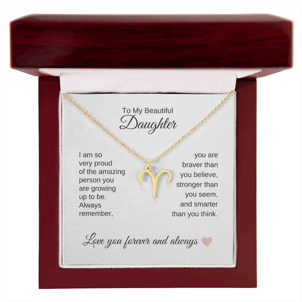 To My Beautiful Daughter Gift, Delicate Zodiac Necklace Gold or Stainless Steel, Gift for Daughter