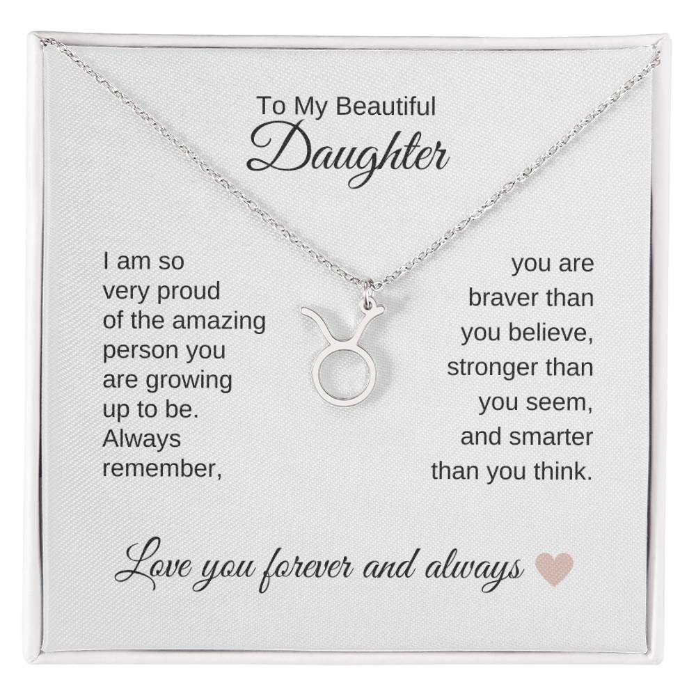To My Beautiful Daughter Gift, Delicate Zodiac Necklace Gold or Stainless Steel, Gift for Daughter
