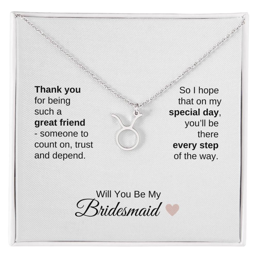 Will You Be My Bridesmaid Proposal Gift Zodiac Necklace