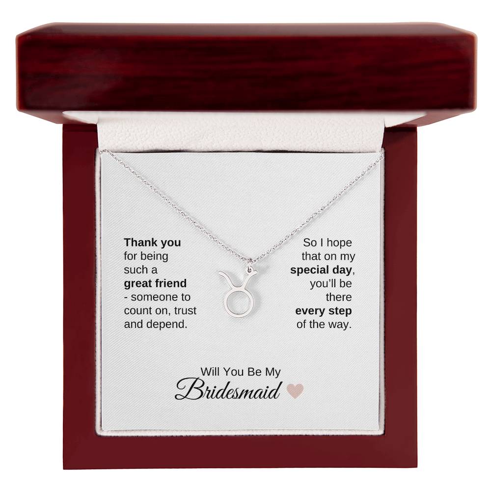 Will You Be My Bridesmaid Proposal Gift Zodiac Necklace
