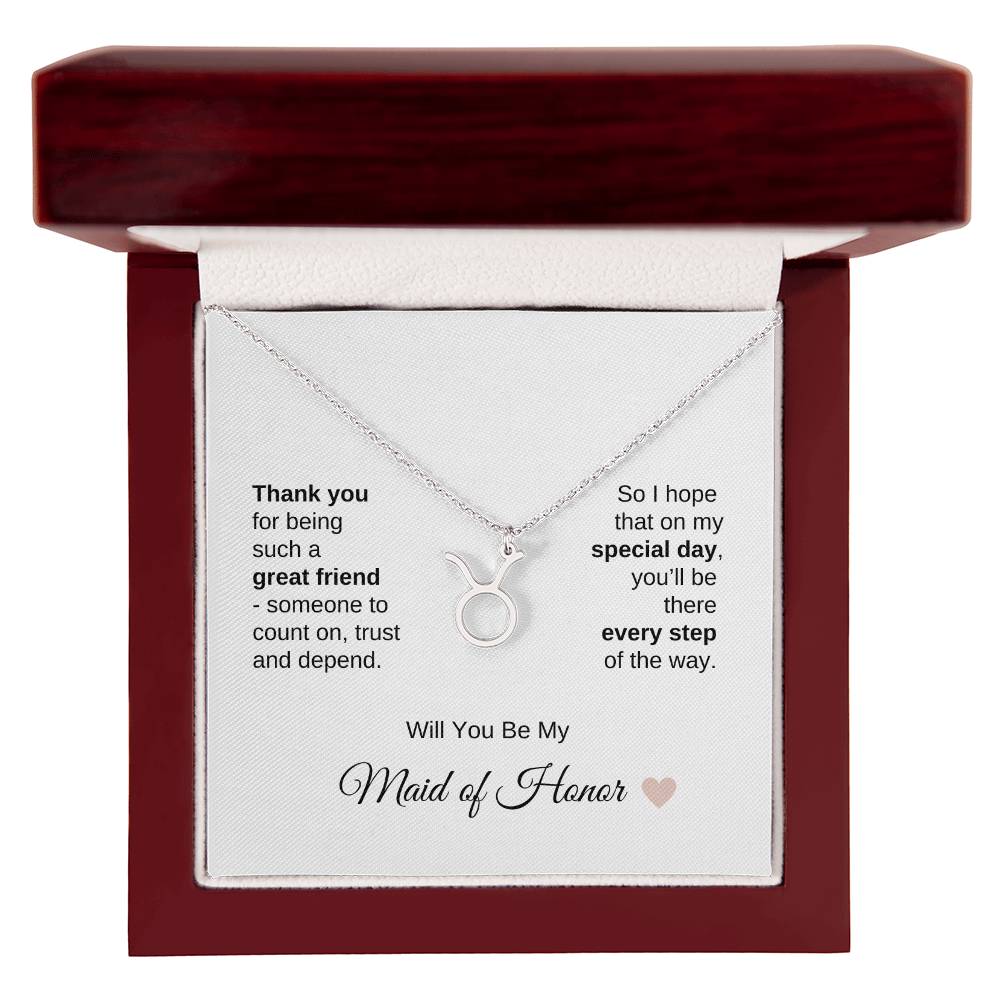 Will You Be My Maid of Honor Proposal Gift Zodiac Necklace