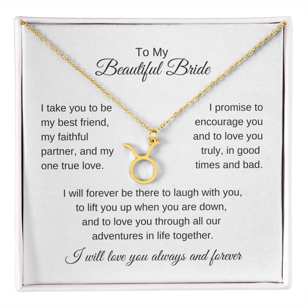 To My Beautiful Bride Gift To Bride From Groom Wedding Gift Zodiac Necklace
