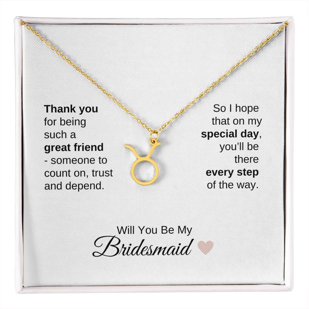 Will You Be My Bridesmaid Proposal Gift Zodiac Necklace