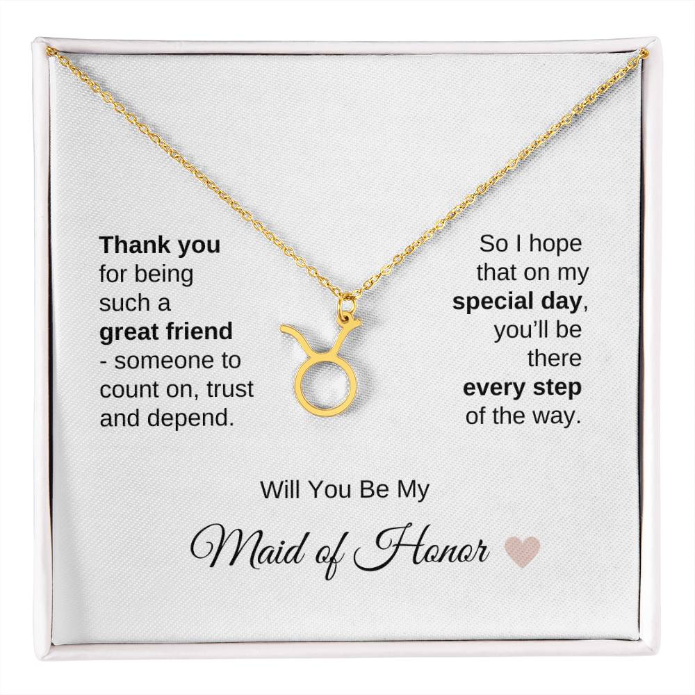 Will You Be My Maid of Honor Proposal Gift Zodiac Necklace