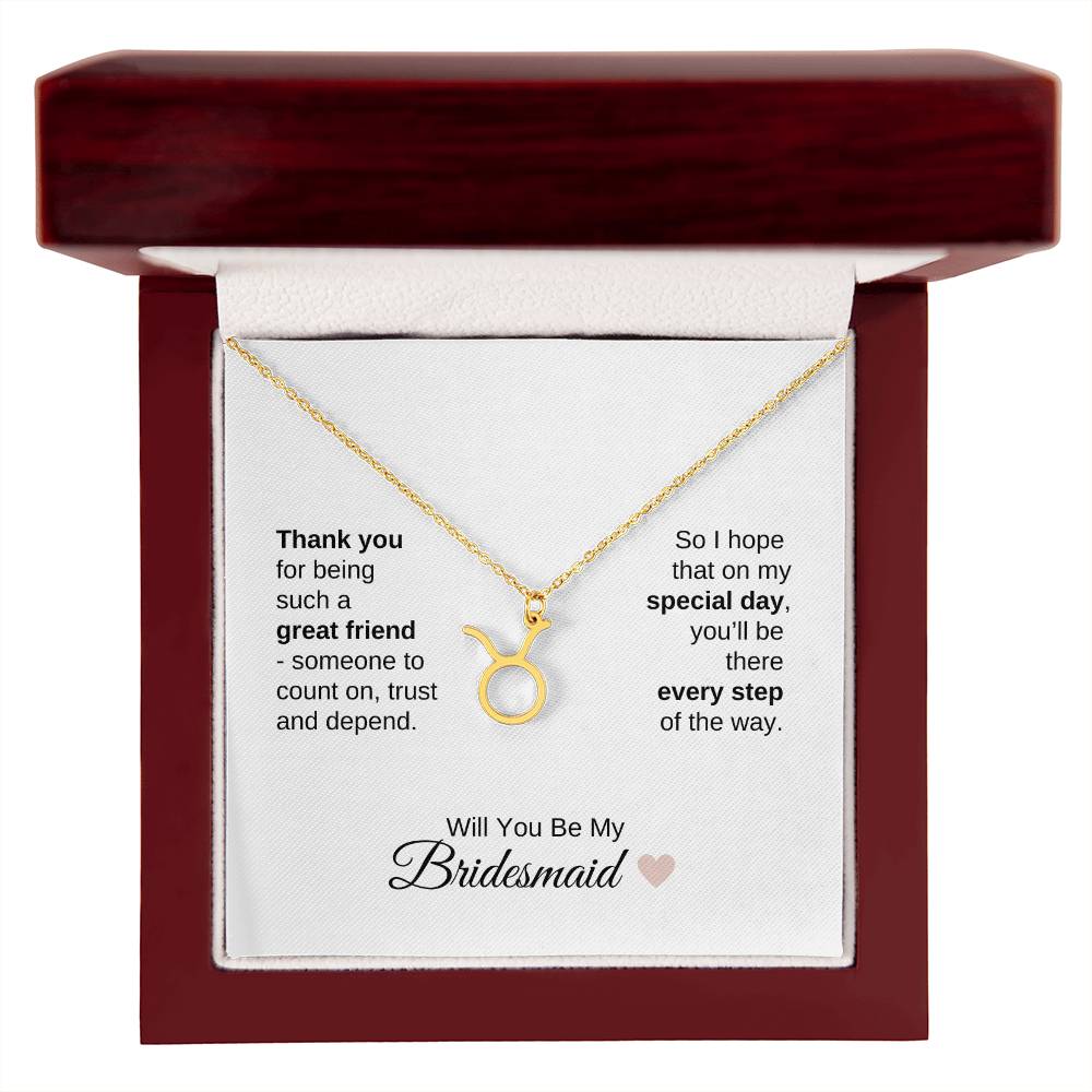 Will You Be My Bridesmaid Proposal Gift Zodiac Necklace