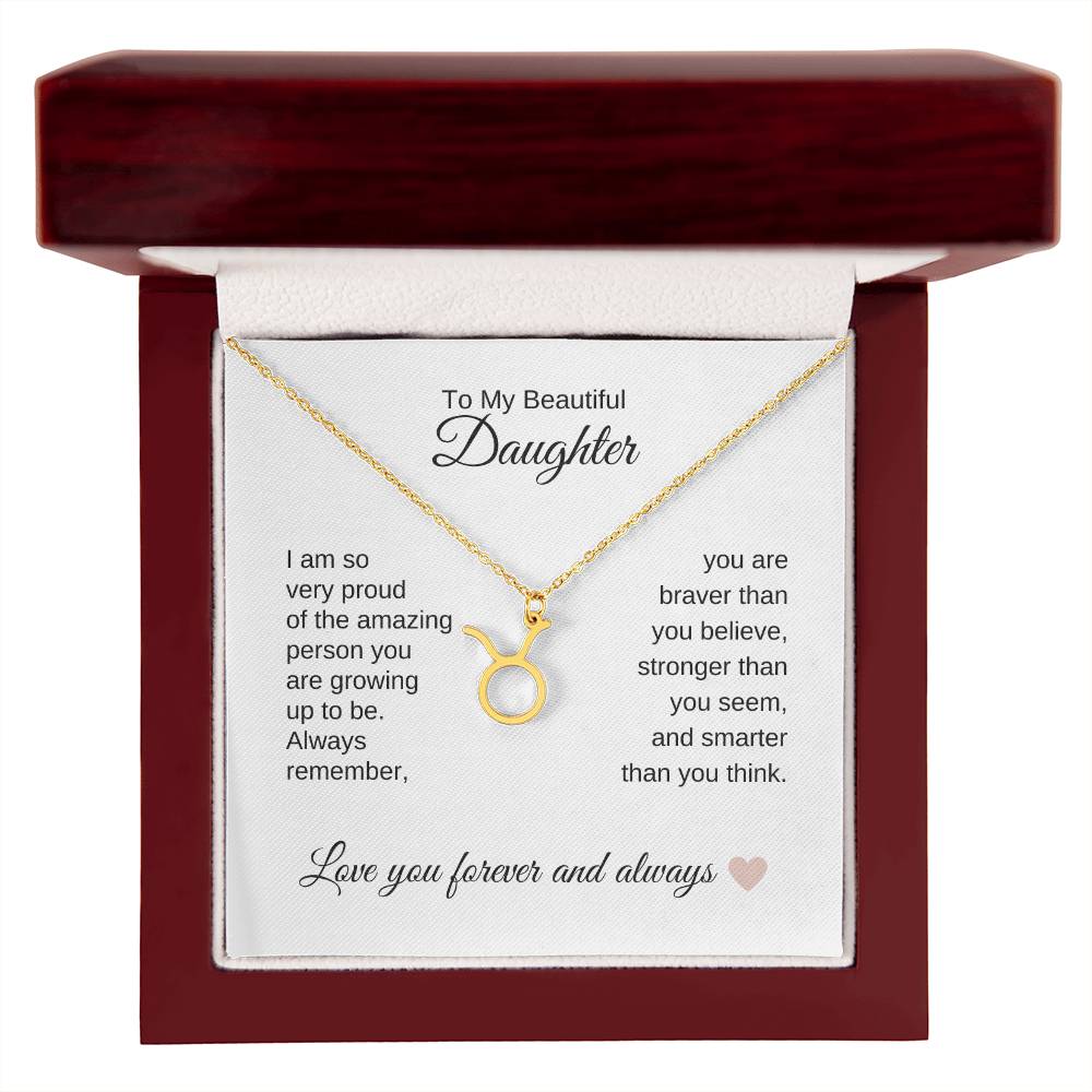 To My Beautiful Daughter Gift, Delicate Zodiac Necklace Gold or Stainless Steel, Gift for Daughter