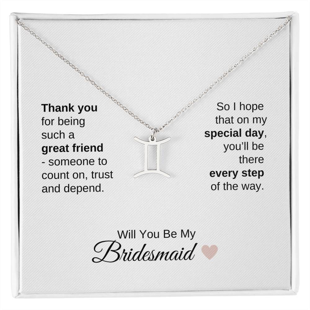 Will You Be My Bridesmaid Proposal Gift Zodiac Necklace