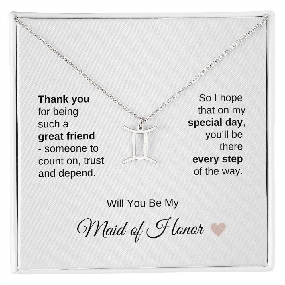 Will You Be My Maid of Honor Proposal Gift Zodiac Necklace