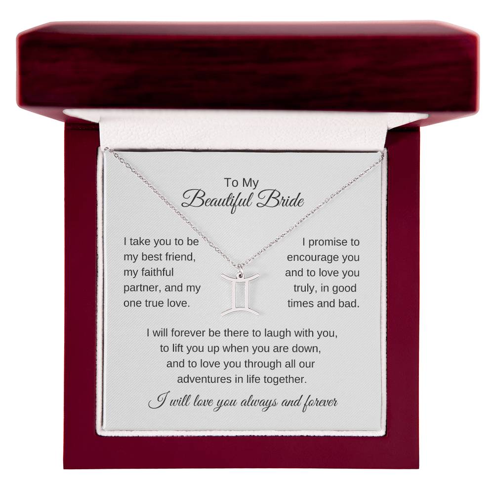 To My Beautiful Bride Gift To Bride From Groom Wedding Gift Zodiac Necklace